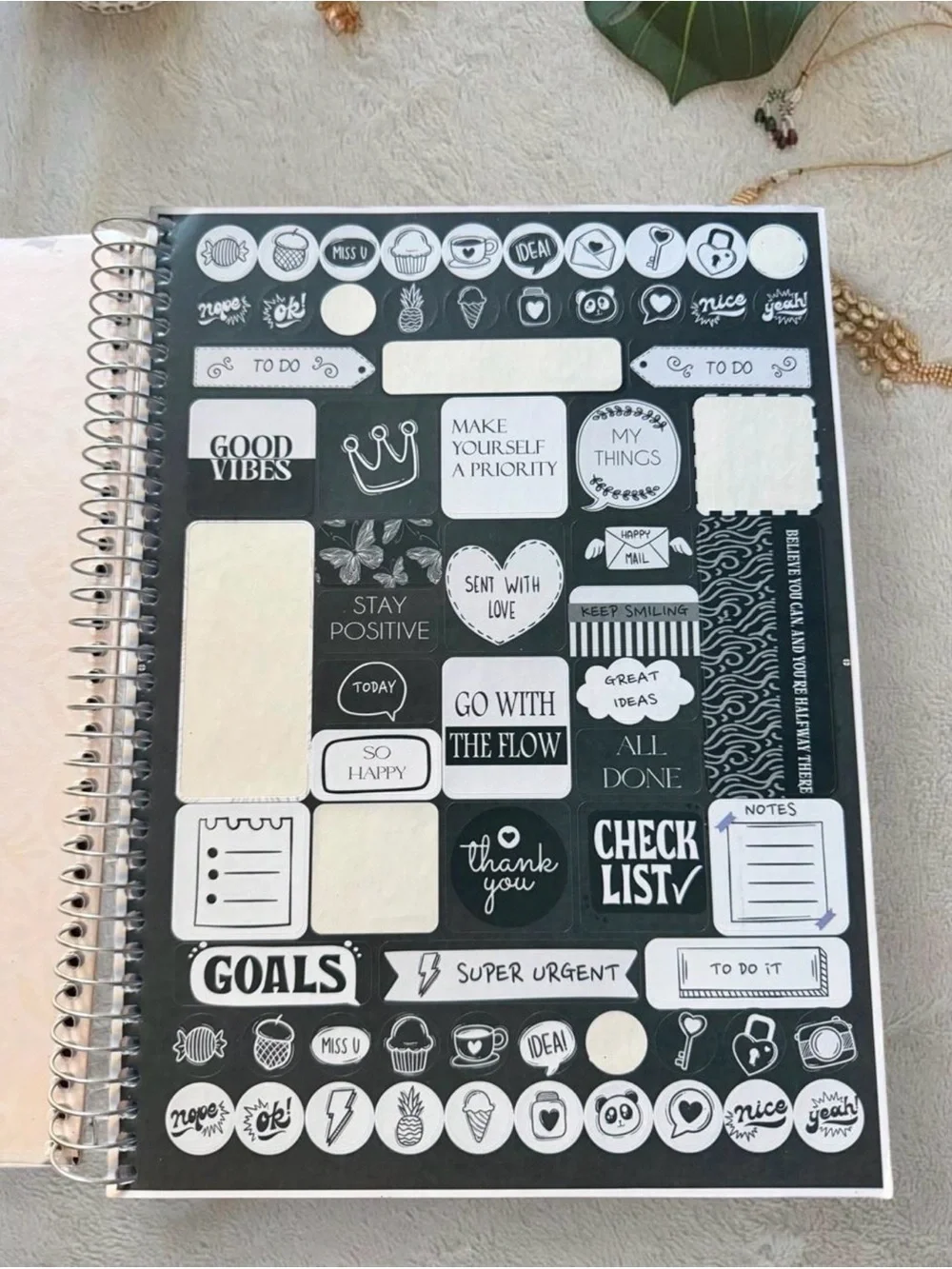 Floral Spiral Notebook – Black & White